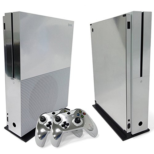 WPS Glossy Protecive Vinyl Decal Skin / stickers Wrap Cover For Xbox One S slim Console + 2 controller (Grey glossy)