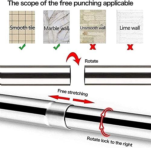 Easy Installation Shower Curtain Rod Adjustable Corner Ceiling Support Curved Rod,Shower Curtain Rail, L Shaped Shower Curtain Pole, Curved Shower Curtain Rod， for Bath&Locker Room, Hanging