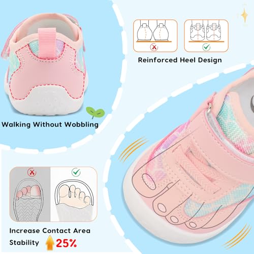 Image of Scurtain Baby Shoes Boy Girl First Walking Shoe Infant Crib Breathable Sneakers Lightweight Barefoot Shoes for Babies