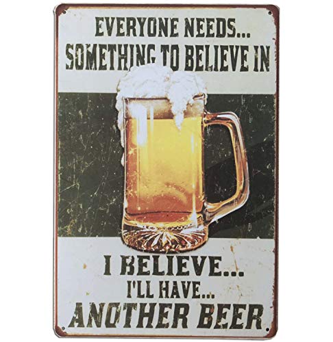 SUDAGEN Retro Vintage Metal Tin Sign, I Believe I'll Have Another Beer Tin
