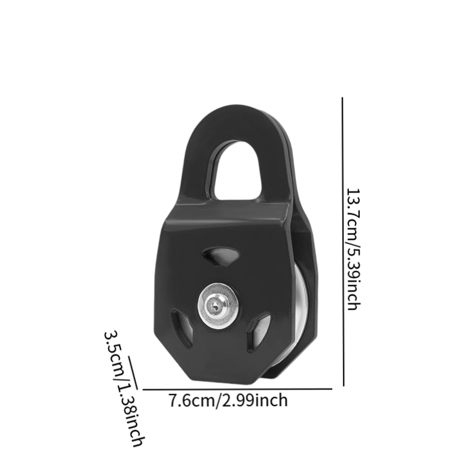 Snatch Block Winch Pulley de Metal para Tareas Pesadas Bloque de Polea Tractor Accesorio de Cable Sintético Herramienta de Adecuado para, Negro