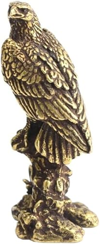 Acxico Estatua de águila de latón vintage simulada estatua de animales para oficina en casa, decoración de escritorio, adorno de metal para regalo