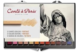 Conté à Paris Portrait Colored Crayons Set, 12-Color Assortment