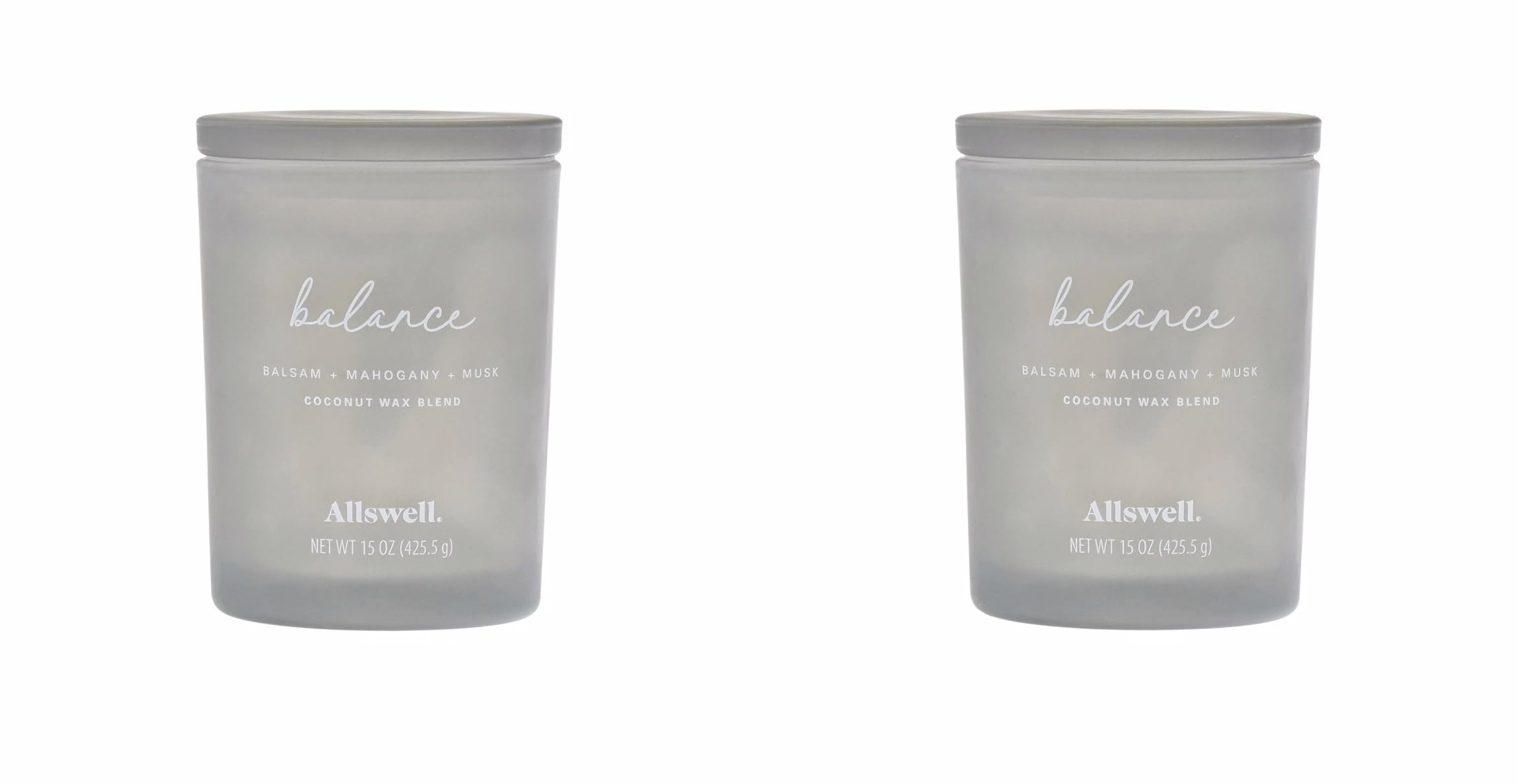 Set of 2-15oz Scented 2-Wick Spa Candle - Balance (Balsam + Mahogany + Musk), Gray