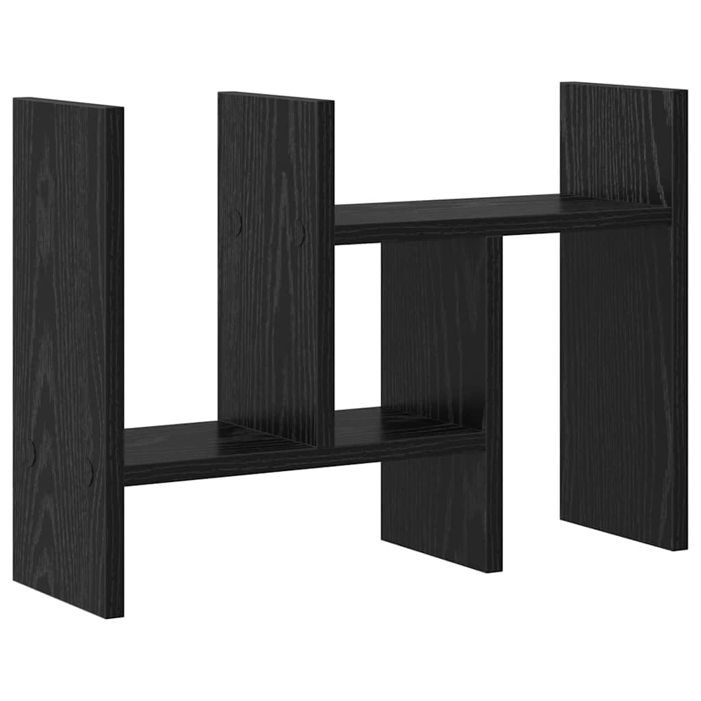 Organizer da scrivania in legno nero, effetto rovere, 50 x 15,5 x 35,5 cm, con ampio spazio per ufficio, home office e scuola, sistema di archiviazione per raccoglitori, carta, penne e
