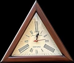 Brown Wooden Triangle Shape Wall Clock, Vintage Nautical Style Roman Number Silent Wall Clock, Mid photo Brown Wooden Triangle Shape Wall Clock, Vintage Nautical Style Roman Number Silent Wall Clock, Mid