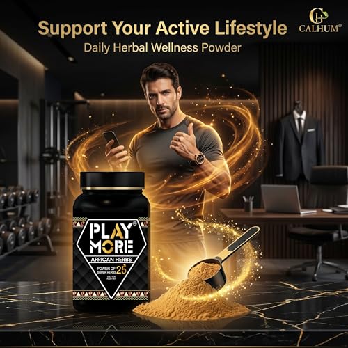 Image of PLAY MORE African Herbs Powder for Men | Herbal Powder Blend with 25 Traditional Herbs | Daily Wellness Supplement | Natural Herbal Formula | 150gm