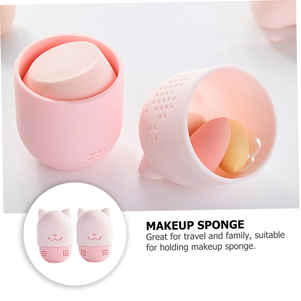 Beavorty 4piezas Caja De Almacenamiento De Esponjas De Maquillaje Estuche Compacto y Ligero para Proteger y Secar Esponjas De Maquillaje para Viajes y Uso Diario