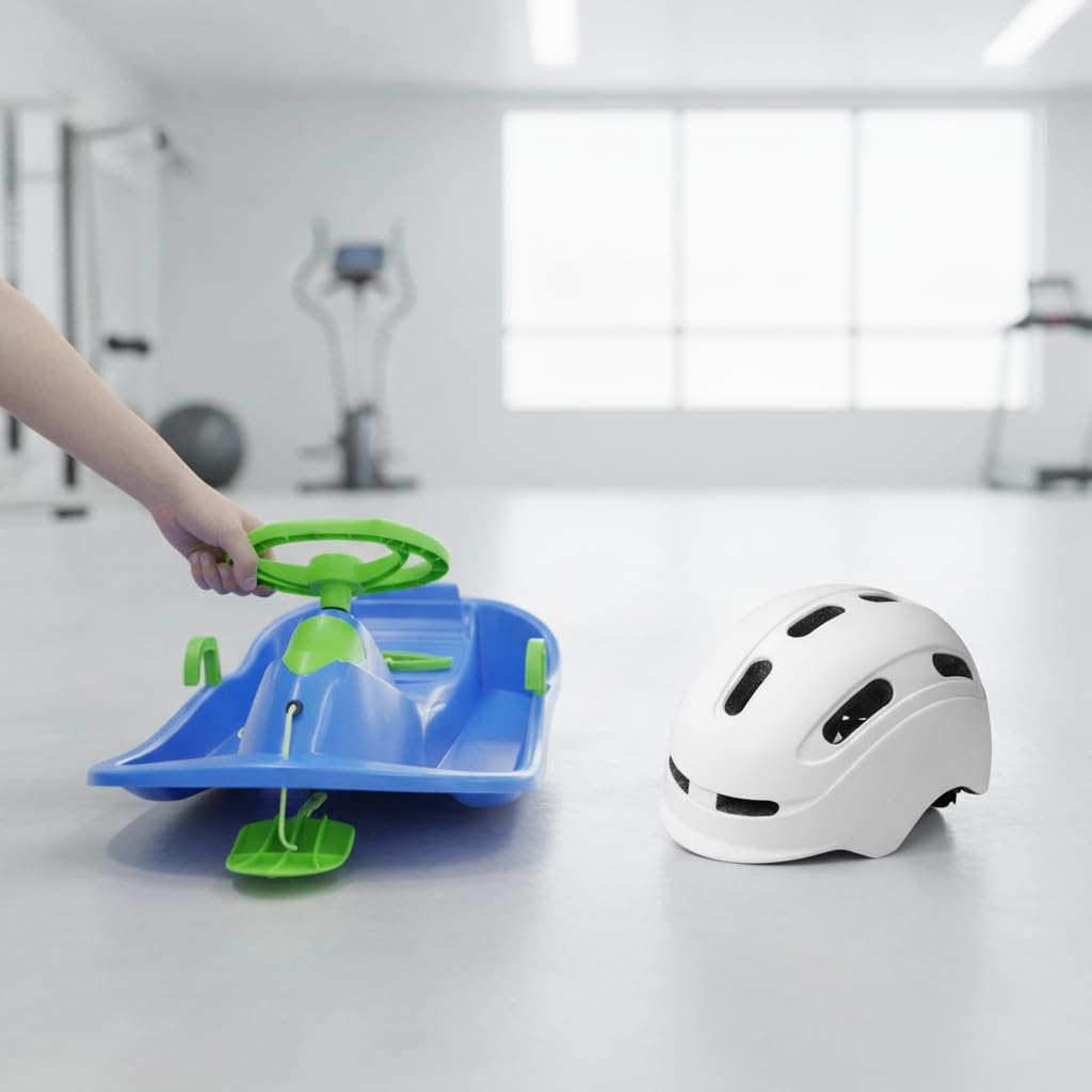 Trineo de Nieve Dirigible para Niños con Volante Y Freno. Trineo de Invierno Ligero para Niños Y Niñas, Apto para Nieve, Arena Y Hierba.