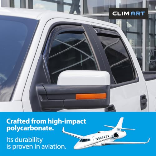 Image of CLIM ART in-Channel Incredibly Durable Rain Guards for Ford F150 2009-2014 SuperCrew, Original Window Deflectors, Vent Window Visors, Vent Deflector, 4 pcs. - 609029