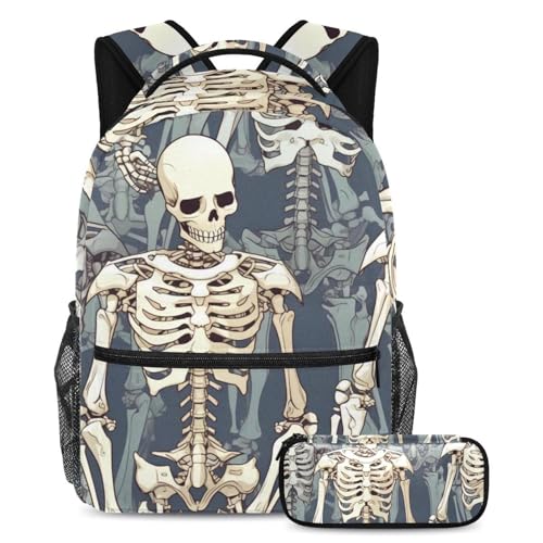Cartables pour enfants garçons filles ados avec trousse motif crâne
