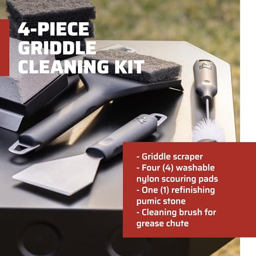 Image of Camp Chef Griddle Cleaning Kit - Flat-Top Griddle Accessories Includes Scraper, 4 Scouring Pads, Pumice Stone & Grease Chute Brush