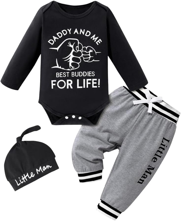 Baby Boy Clothes Newborn Infant Baby Clothes Romper + Pants + Hat 3PCS Outfits Set