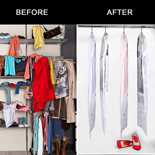 3 Packs Translucent PVC Garment Bag, Dance Costume Bags,Foldable 50 Inch Full Zipper Suits Bag Dream Duffel, Versatile Hanging Garment Bag with Name Card Pocket and 4 Large Zipper Pockets