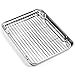 Baking sheets and Rack Set, Zacfton Cookie pan with Nonstick Cooling Rack & Cookie sheets Rectangle Size,Stainless Steel & Non Toxic & Healthy,Rectangle 10x8x1inch Superior Mirror Finish & Easy Clean