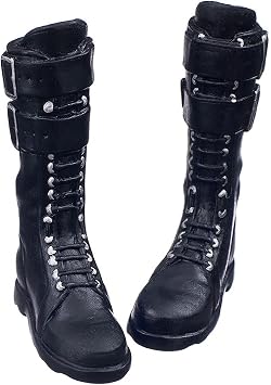 1/6 Scale Doll Boots Compatible with 12 Hot Toys Phicen Kumik - Flat Lace-Up Knee-High Boots for Female Action Figure