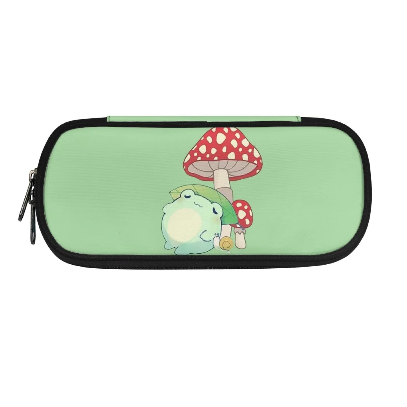 HUGS IDEA Cartoon Frog Mushroom Large Pencil Case for Adults Teen Office School Supplies Stationery Holder Pencil Organizer Bag Zipper Pen Case Cosmetic Bag for Boys Girls — image 1