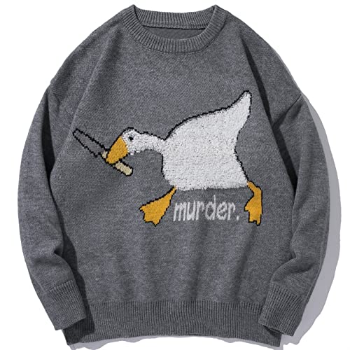 (Wool) Sweater Men Spoof Duck Pattern Knitted Sweater Autumn Casual Pullover Sweater Sweater