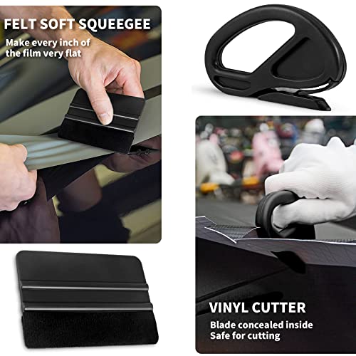 Image of Gomake Vehicle Vinyl Wrap Window Tint Film Tool Kit Include 4 Inch Felt Squeegee, Retractable 9mm Utility Knife and Blades, Zippy Vinyl Cutter and Mini Go Corner Squeegee for Car Wrapping (5 Tools)