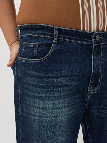 Image of Urbano Plus Men's Regular Fit Heavy Washed Denim Jeans Stretchable