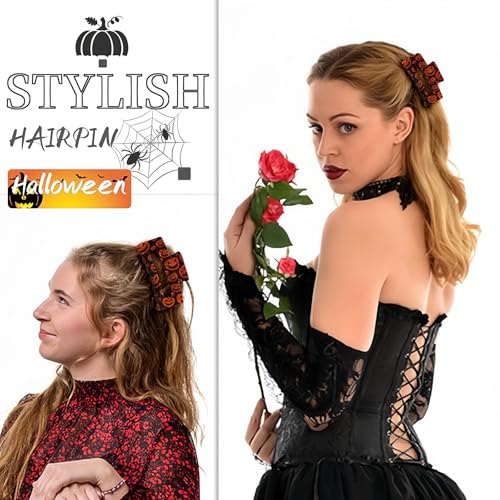 Halloween Hair Clips Square Hair Claw Clips for Thick Thin Hair Pumpkin Ghost Design Medium Claw Clips Strong Hold & Non-Slip Hair Styling Accessories for Women Girls Halloween Party Gifts 1PCS - Image 5