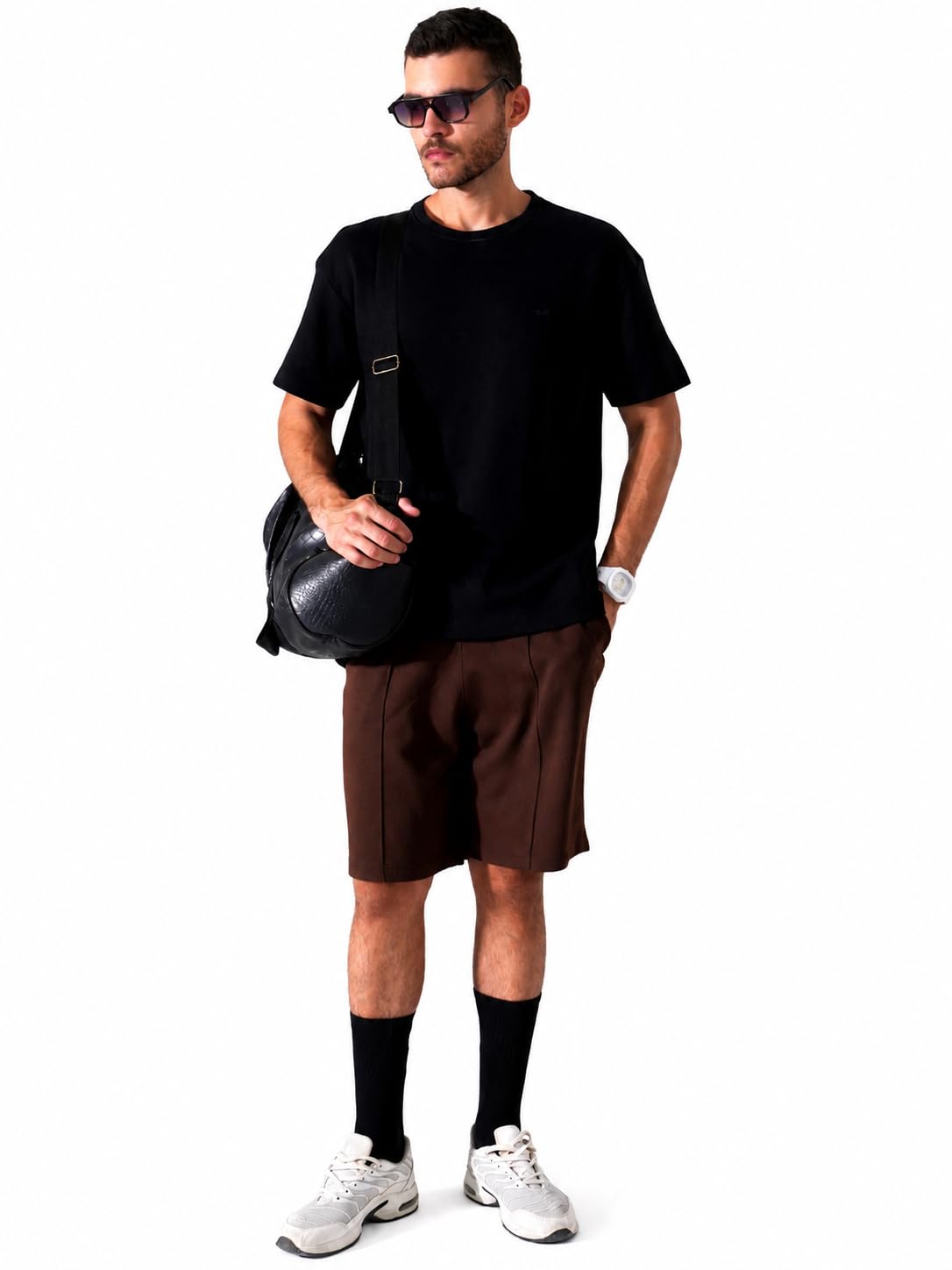 Men's Black & Tan Co Ord Set with Oversized T-Shirt and Shorts | Comfortable Casual Summer Outfit for Gym, Travel & Daily Wear-image-18