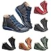 Toumov Women's Vintage Casual Short Ankle Boots Fashion Lace Up Side Zipper Vintage Ankle Booties with Arch Support Comfy Damping Slip On Flat Shoes Non-Slip Sole Casual & Dressy Shoes