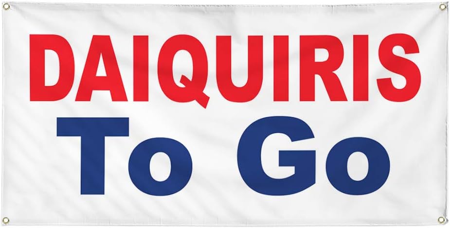 Vinyl Banner Multiple Sizes Daiquiris to Go Red Blue Food Bar Restaurant Truck Restaurant & Food Outdoor Weatherproof Industrial Yard Signs 6 Grommets 36x72Inches