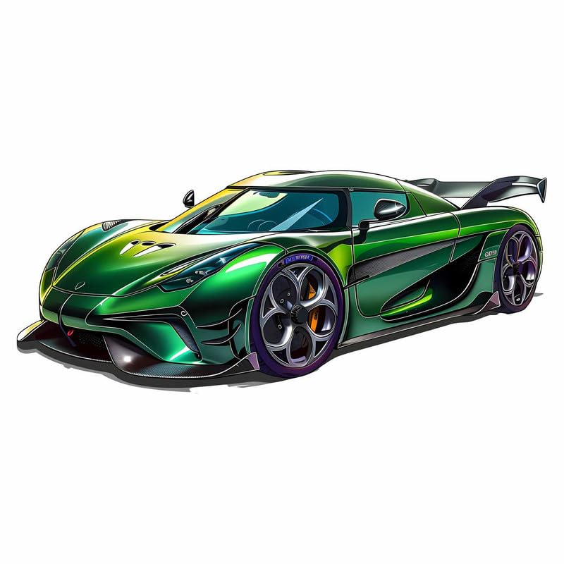 Sport Racing Car Sticker for Kids - Green Koenigsegg Style Supercar Cartoon Wall Sticker Self Adhesive Sticker 28 X 60 cm (Pack of 1)-image-33