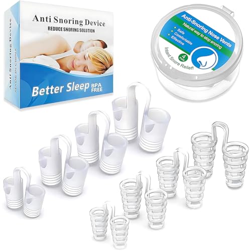 Anti Ronflement Dilatateur Nasal, 8 PCS Anti Ronflement Pince-Nez, Dilatateur Nasal Dispositif, Ecarteur Nasal Anti Ronflement Efficace, Deux Types de Doux et Dur, 4 Tailles Chacun (Blanc)