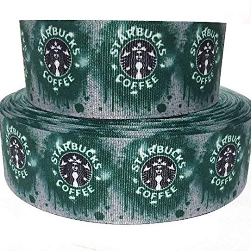 Coffee Dessert Printed Grosgrain Ribbon - White Cafe Treat Design Craft Ribbon Per Yard