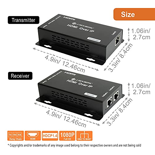 J-Tech Digital Hdmi Extender Over Cat 5E/Cat6 Cable Daisy Chain Cascade To Multiple Receivers With 150Ft Cat 6 Ethernet Cable #TOP1