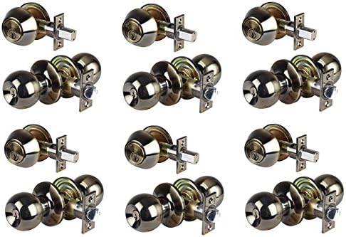 Set of 6 Combo Entry Lock Set Door Knob & Deadbolt (Antique Brass)