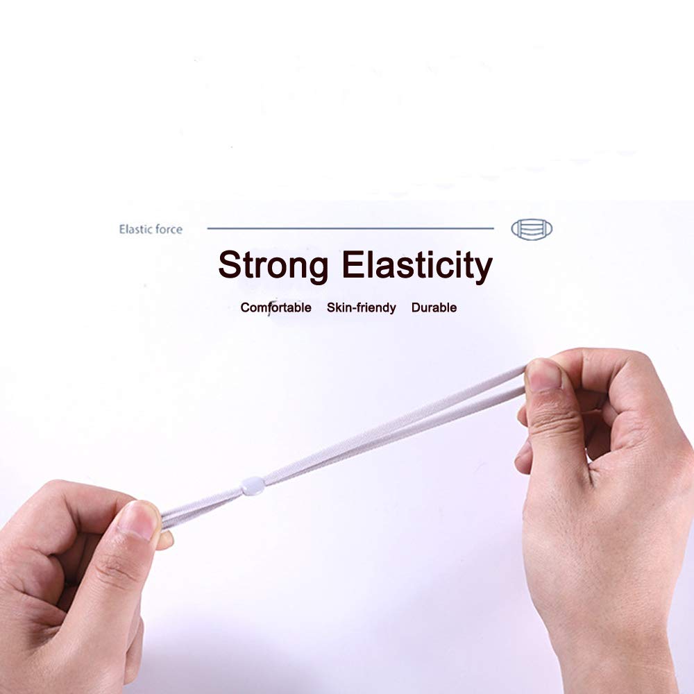 HLIGHT 120 Stück Gummikordel, 5mm Gummiband mit Einstellbare Schnallen, Elastische Stretch-Strings für DIY Nähen und Handwerk