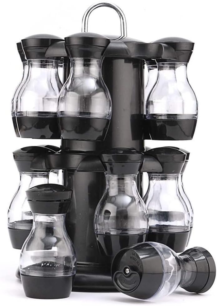 Condiment Container Rotatable Bottle Holder Kitchen Transparent Storage Jar Condiment Bottle