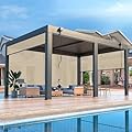 MELLCOM 12x16ft Louvered Pergola with 6-Panel Pull-Down Screen, Aluminum Pergola with Adjustable Rainproof Roof for Patio, Lawn & Garden, Dark Gray