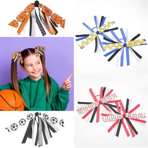 Elastic Sport Headband with Soccer Volleyball Print Unique Handmade Hair Tie Girls' Football Hair Accessory4