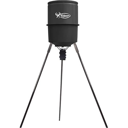 WILDGAME INNOVATIONS Quick-Set 270 lb Game Feeder with Digital Timer | Durable Tripod Corn/Pellet Hunting Feeder with 1-4 Available Feed Times & 30-feet Radius
