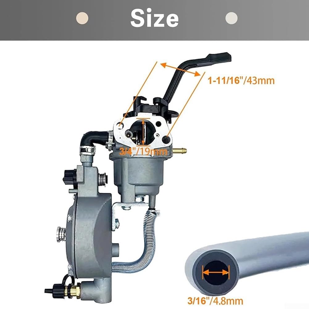 Carburador de propano de doble combustible, 1 paquete para kit de conversión de gas natural compatible con generadores de alta eficiencia térmica y bajas emisiones para uso industrial o exterior