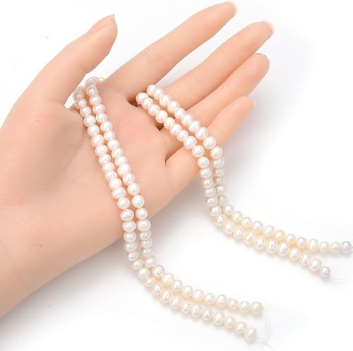 Miniatura 4 de Adabele 1 hebra de patata natural real de grado AA redondo blanco cultivado perla de agua dulce perlas sueltas de 0.197-0.236 in para fabricación de