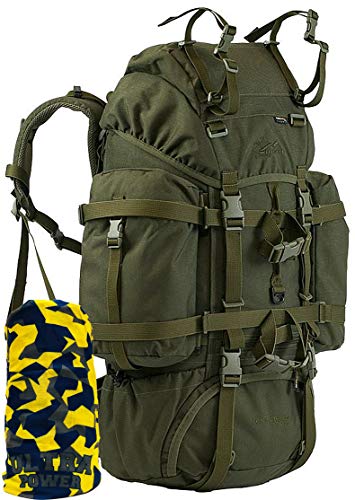 Wisport Mochila + Ultrapower Tubular | Exterior | Supervivencia | Airsoft | Viaje | Trekking | Camping | Caza | Cordura | Reindeer Hunt 55 L, Camuflaje:Brown