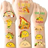 Taco Fiesta Temporary Tattoo Stickers - 8 Sheets 320 Styles Funny Mexican Taco Twosday Birthday Party Decorations for Kids Boys Girls Tuesday Cinco De Mayo Favors Supplies School Prizes Rewards