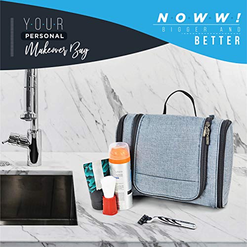 Image of FATMUG Travel Toiletry Kit Organizer Hanging Dopp Kit for Men Large Cosmetics Pouch for Women-L Grey