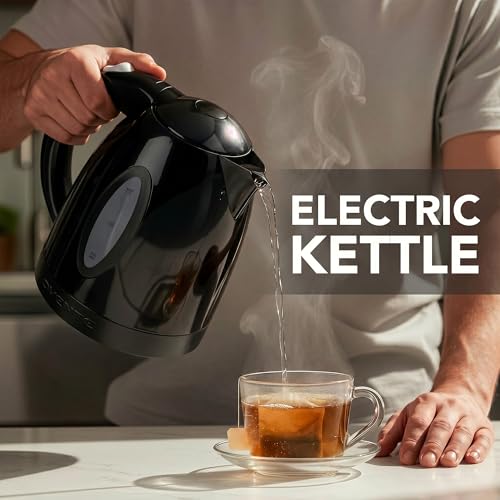 Image of Ovente 1.7L BPA-Free Electric Kettle, Fast Heating Cordless Water Boiler with Auto Shut-Off and Boil-Dry Protection, LED Light Indicator, Black (KP72B)