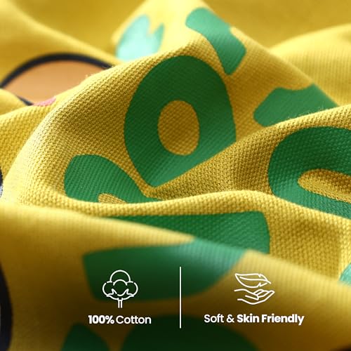 Image of Yellow Weaves Cotton Canvas Printed Kitchen Apron with Large Pockets, Cooking Apron for Men & Women, Durable Chef Apron for Cooking, Barista, Restaurant, Cafe Kitchen Apron