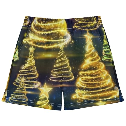 Elegant Christmas Trees Sparkling Girls Shorts Athletic Youth Pajama Shorts Cute Animal Comfy Sleepwear, X-Small