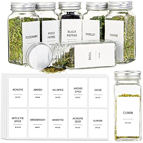 140 Herb and Spice Jar Labels, Prefdo Minimalist Preprinted White Sticker Black Text, Waterproof Seasoning Label Stickers for Pantry Spice Organization(White) Cover