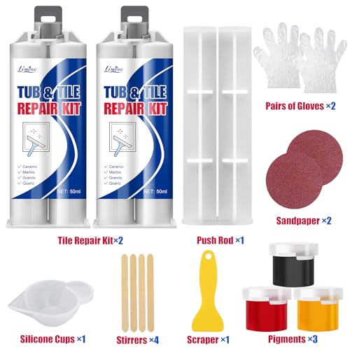 Fliesenreparaturset - Badewannen Keramik Reparatur Weiß - Wasserdichtes Emaille Reparaturset zum Reparieren von Kratzern, Dellen und Löchern auf der Badewanne, Keramik, Fliesenboden, Spüle, Toilette