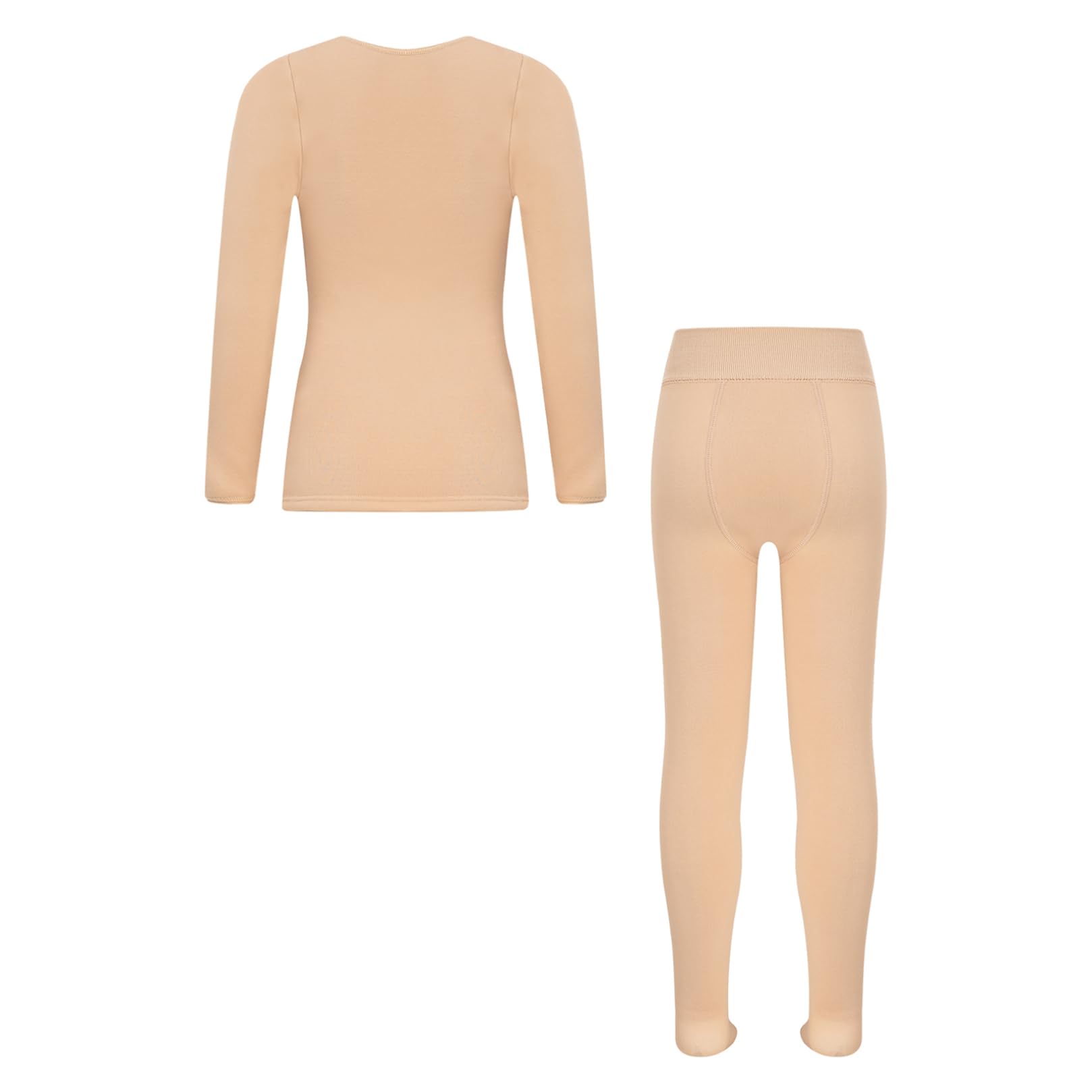 ranrann Enfant Fille Ensemble Thermique Chaud sous-vêtement Polaire Maillot Manches Longues Bas Thermique Hiver 1-14 Ans