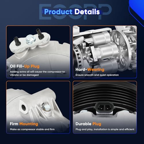 Image of ECCPP AC Compressor Fit for Chevrolet Malibu for Pontiac G6 3.5L 2004-2006 | Fast Cooling AC Compressor with Clutch